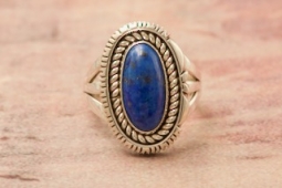 Artie Yellowhorse Genuine Denim Lapis Sterling Silver Ring